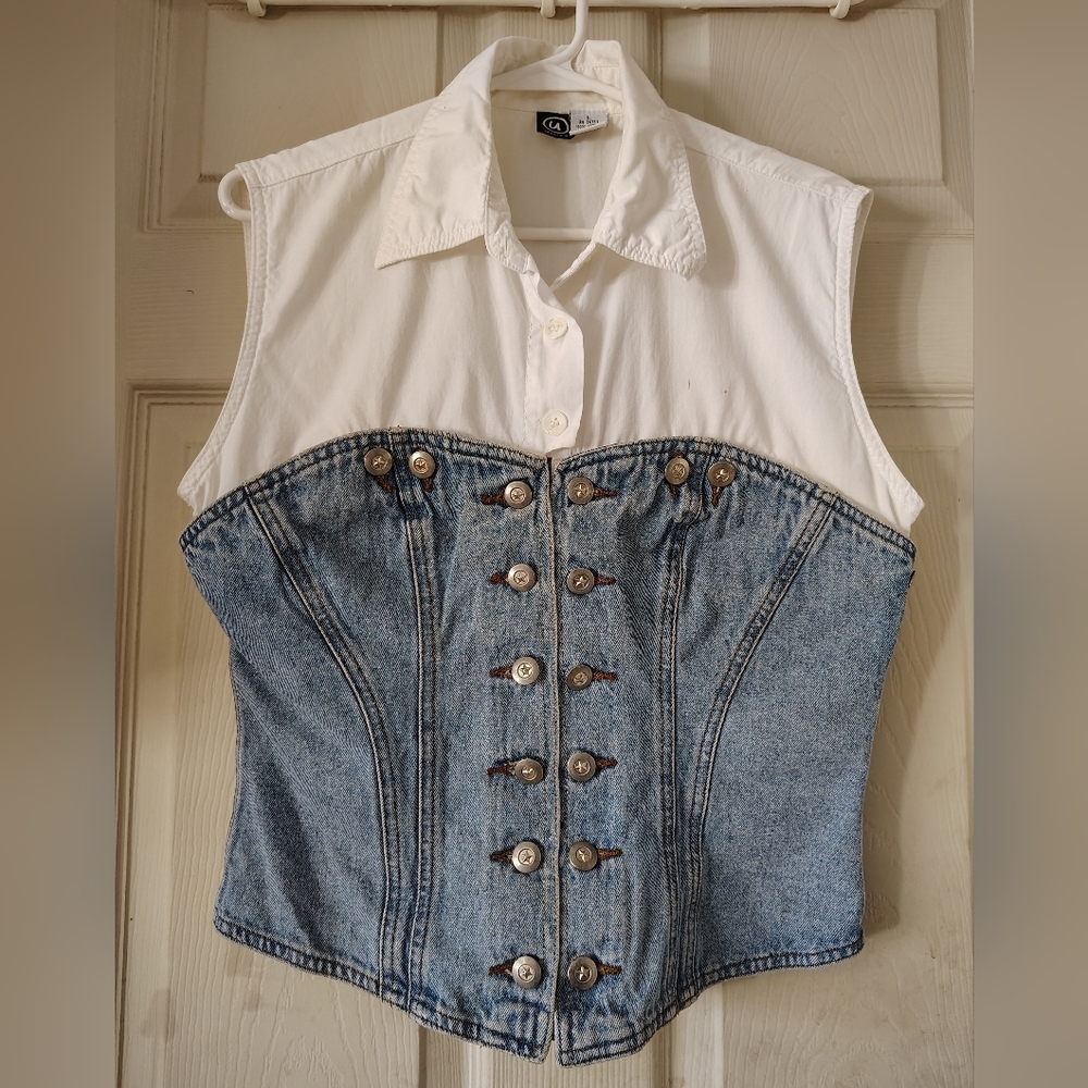 RARE VTG 80's UNITY Denim Corset Top sz M-L Edgy - Sexy Very Good Clean Cond!